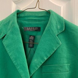 Lauren RL green linen blazer sz4 Petite